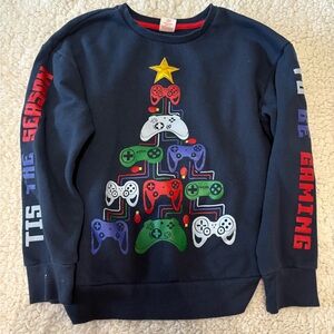 Gaming Themed Holiday Sweatshirt with Controller Design Husky 10/12